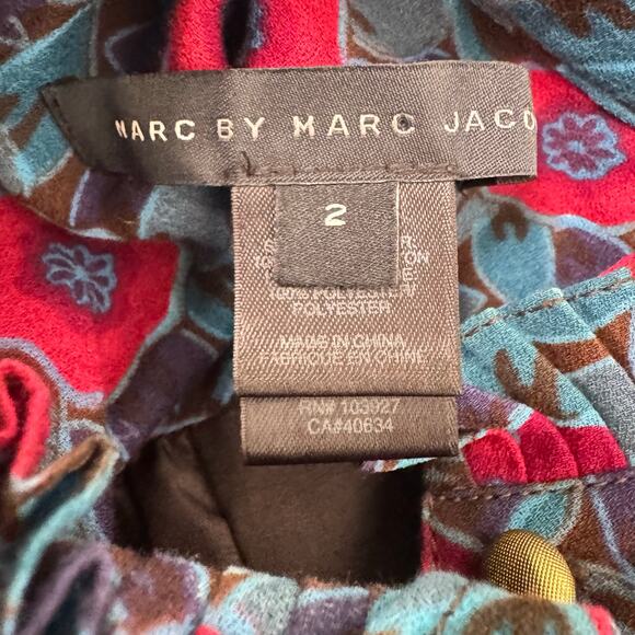 Marc By Marc Jacobs Tiered Mini Dress Womens Size 2 Preppy Multicolor Floral - Picture 4 of 8